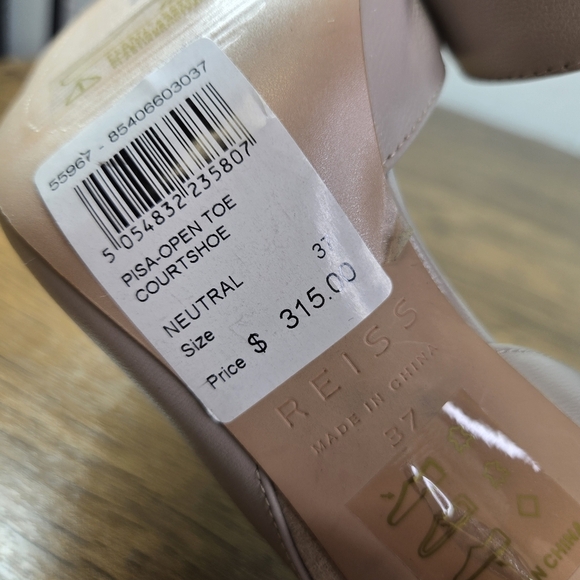Reiss Pisa Blush Leather Open Toe Court High Heels Nwot - Picture 3 of 10